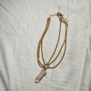 Gold and Pink Crystal Pendant anklet